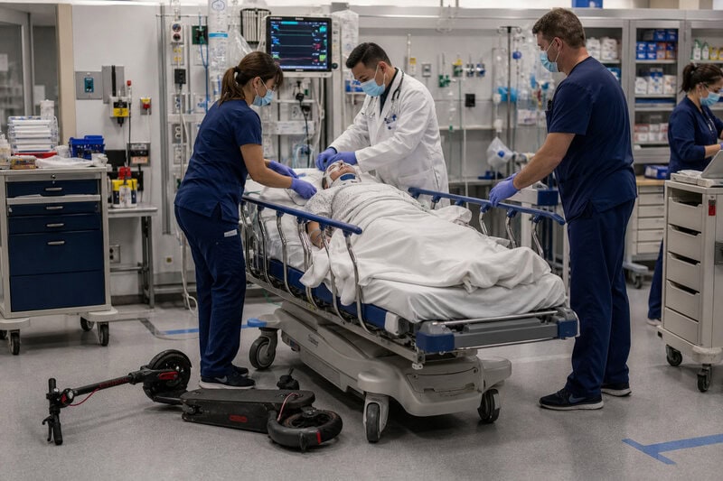 E-Scooter Injuries Hit Heads and Wrists Most: What Hospital Data Shows