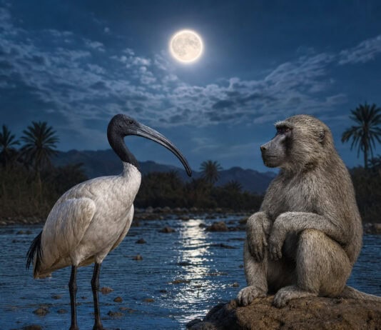 Thoth’s Sacred Ibis and Baboon Were Chosen Because They Look Like Moonlight