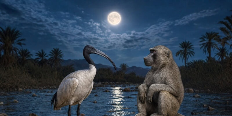 Thoth’s Sacred Ibis and Baboon Were Chosen Because They Look Like Moonlight